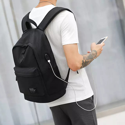 18.5L Oxford Cloth USB Student School Backpack 30*14*44cm