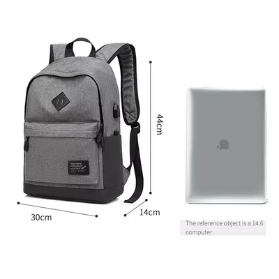 18.5L Oxford Cloth USB Student School Backpack 30*14*44cm