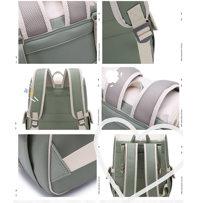 New Large-capacity PU Leather Diaper Bag Waterproof Shoulder Mommy Backpack With Stroller Strap For Mom