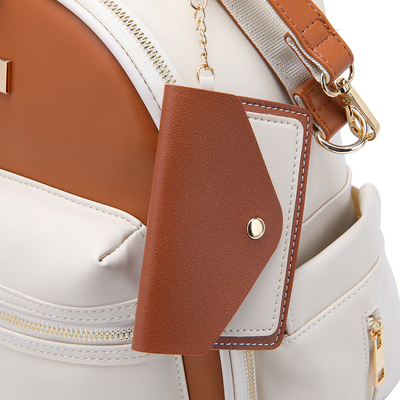New PU Leather Mommy Nappy Bag Portable Baby Bottle Backpack Multifunction Travel Maternity Diaper Bag witth Stroller Strap