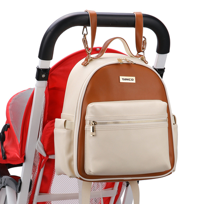 New PU Leather Mommy Nappy Bag Portable Baby Bottle Backpack Multifunction Travel Maternity Diaper Bag witth Stroller Strap