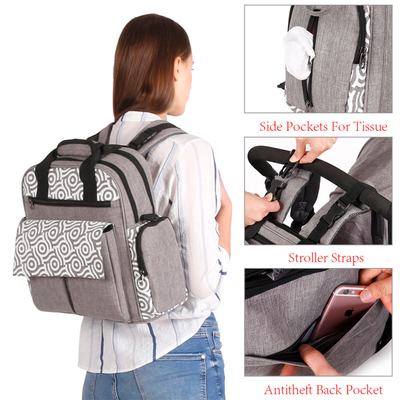 Large Capacity Maternity Mummy Diaper Bag Multi-functional Travel Backpack with Stroller Strap with Changing Station