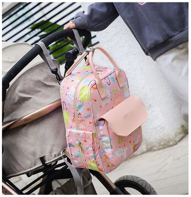 Animal Prints Polyester Rucksack Changing Travel Diaper Bags 27*15*42cm