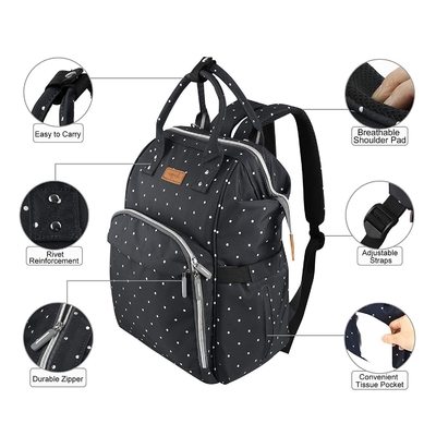 Factory Hot Sell Diaper Bag Large Capacity Mommy Maternity Nappy Backpack with USB Stroller Hooks for Baby Car