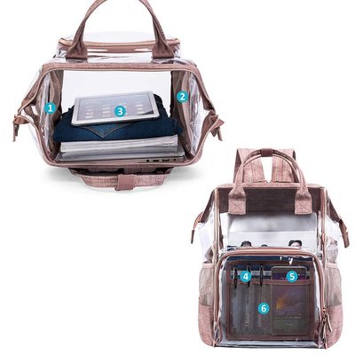 23L PTU Oxford Transparent Diaper Bag Backpack
