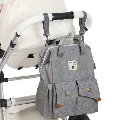 Multifunctional Mommy Diaper Bag Backpack With Trailer Buckle OEM ODM