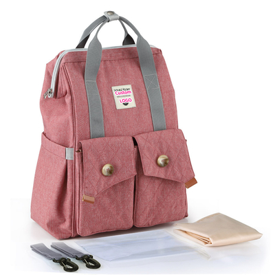 Multifunctional Mommy Diaper Bag Backpack With Trailer Buckle OEM ODM