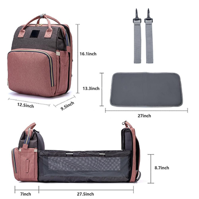 Striped Travel Waterproof Nylon Cloth Diaper Bag Backpack 1150g