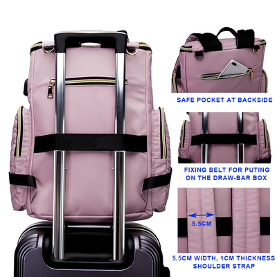 Embroidered Diaper Bag Backpack With USB