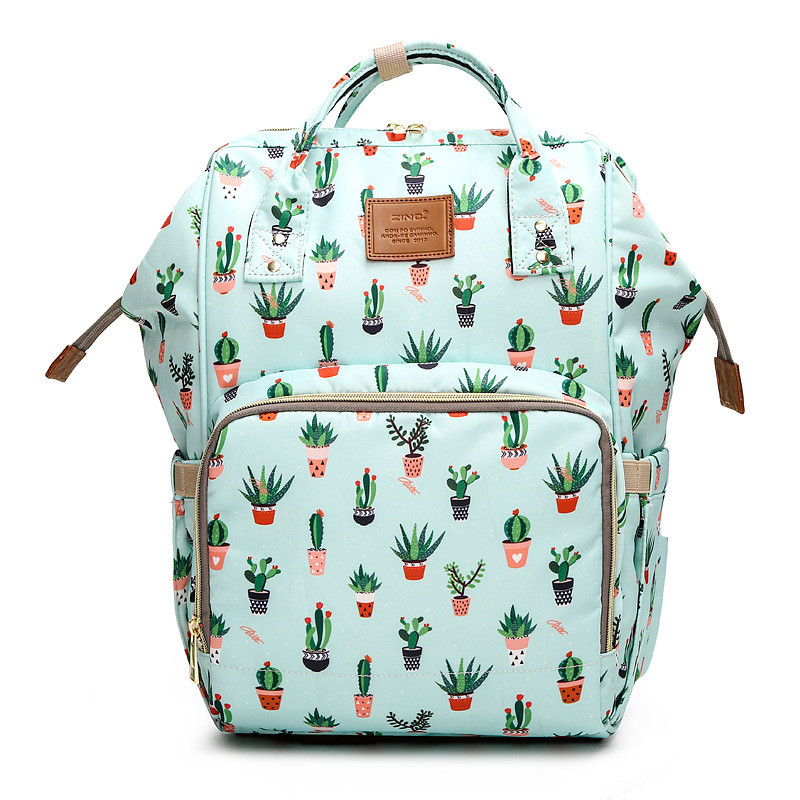 Fashion Baby Diaper Bag Dust- resistant Waterproof Travel Backpack Cartoon Printed Storage Wet Dry Separate Backpack