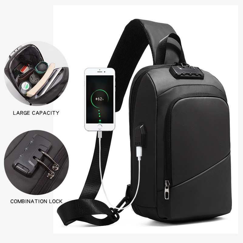 ISO9001 Anti Theft Lock  Crossbody Chest Sling Bag For Men 19*12*31cm